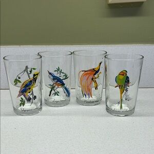 Set of 4 KIG Malaysia tropical bird glasses